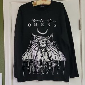 Hot Topic Black Sweater with White Graphic Design